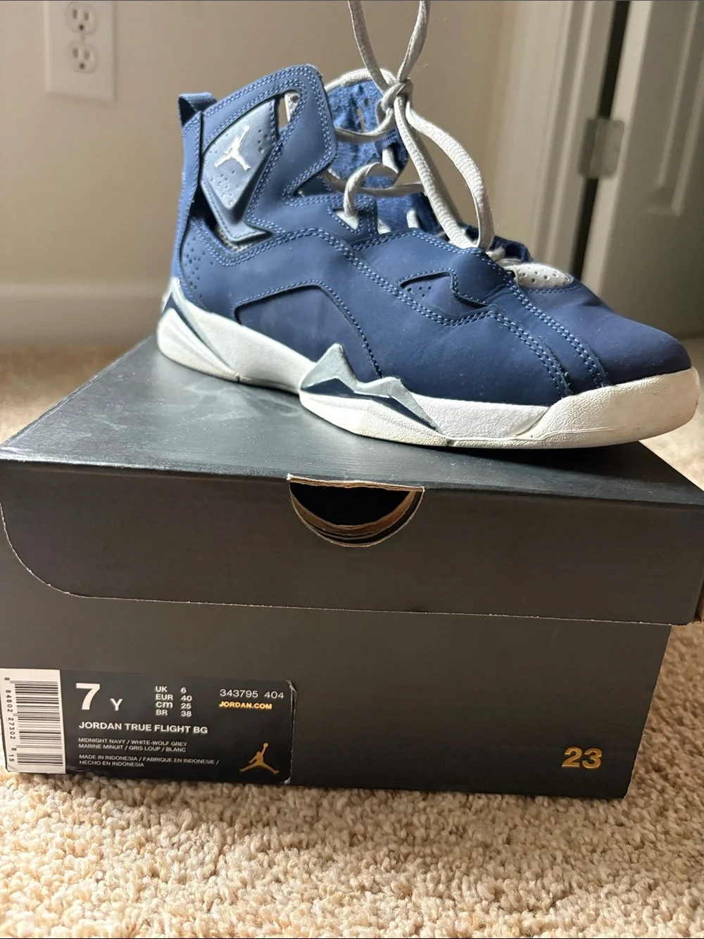 Jordan Kids Navy and White High-Top Sneakers